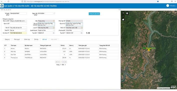 Hệ thống quan trắc tự động truyền dữ liệu online về Cục Quản lý tài nguyên nước - Bộ Tài nguyên và Môi trường