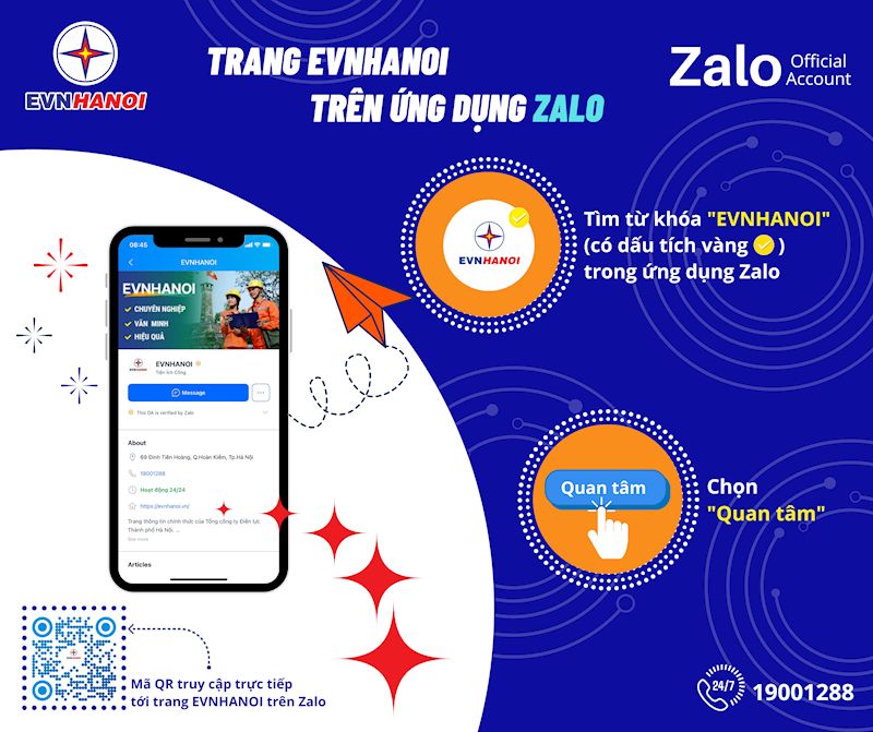 Thanh toán hóa đơn điện qua Zalo EVNHANOI
