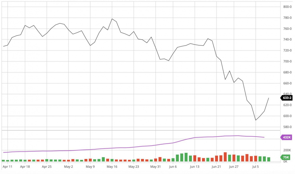  Diễn biến giá ngô trên sàn CBOT