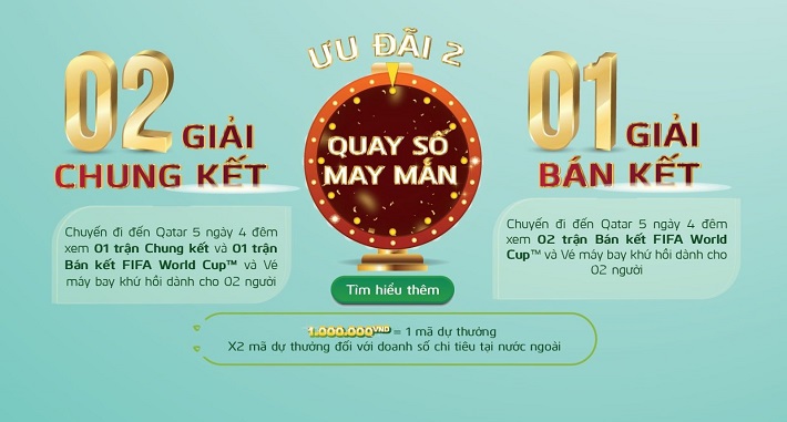 Chi tiêu cùng thẻ Vietcombank Visa càng nhiều, cơ hội giành vé đến Qatar càng lớn.