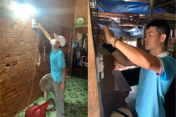 Công đoàn, Đoàn Thanh niên Công ty cổ phần Nhiệt điện Bà Rịa ra quân sửa chữa điện chiếu sáng cho 35 hộ nghèo và gia đình chính sách trên địa bàn xã Hoà Hiệp, huyện Xuyên Mộc, tỉnh Bà Rịa - Vũng Tàu