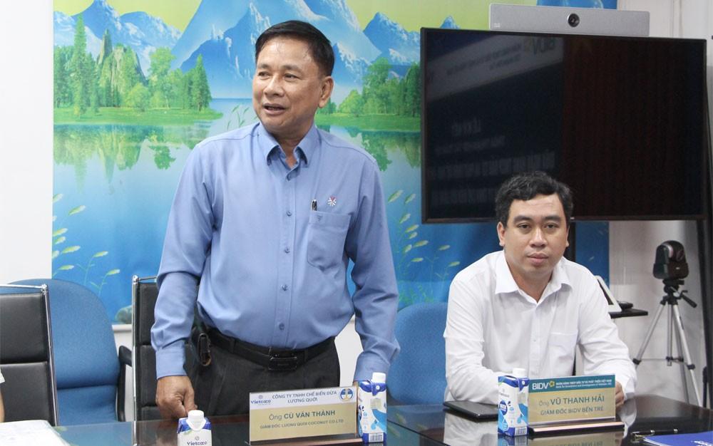 Ông Cù Văn Thành - Giám đốc Công ty TNHH Chế biến dừa Lương Quới phát biểu