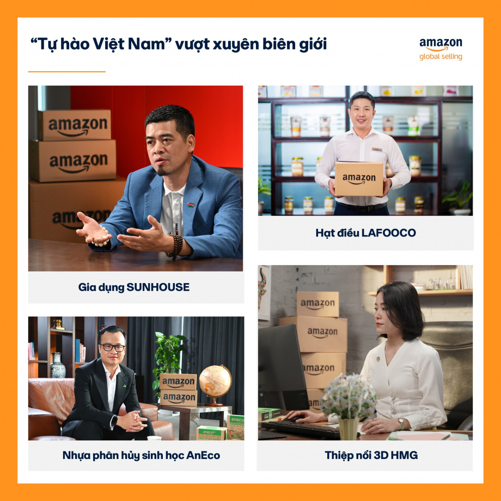 Tại Amazon Week 2022, Amazon Global Selling đã khởi động chiến dịch “Tự hào Việt Nam” tôn vinh các Cwincom hiện đang mở Việt Nam nỗ lực tiến vào sân chơi thương mại điện tử xuyên biên giới và đạt những thành công với mô hình kinh doanh toàn cầu