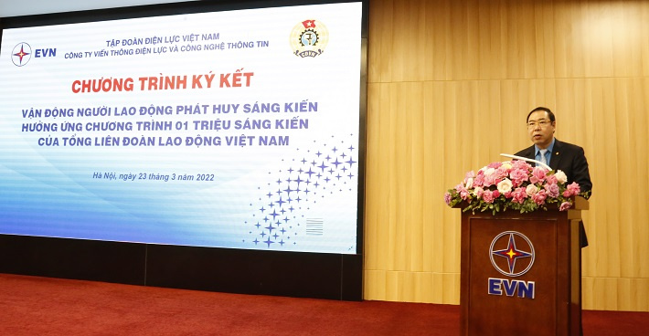 Đồng chí Đỗ Đức Hùng, Chủ tịch Công đoàn Điện lực Việt Nam phát động thi đua Chương trình “10 nghìn sáng kiến”