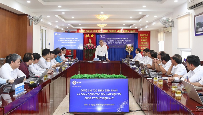 Tổng giám đốc EVN Trần Đình Nhân phát biểu chỉ đạo tại buổi làm việc