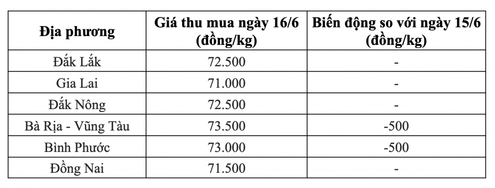 Giá tiêu ngày 16/6