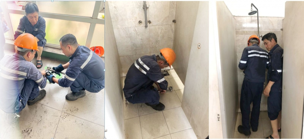 Công đoàn Bộ phận ca A thuộc Công ty TNHH NatSteelVina với dự án sửa chữa hệ thống sen tắm, nhà tắm nam