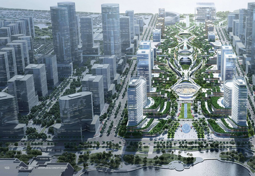 Phối cảnh hệ thống trụ sở các cơ quan ở khu vực Tây Hồ Tây