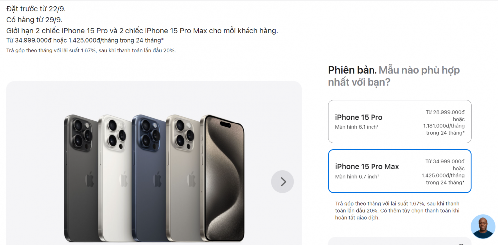 Giá iPhone 15 Pro và iPhone 15 Pro Max