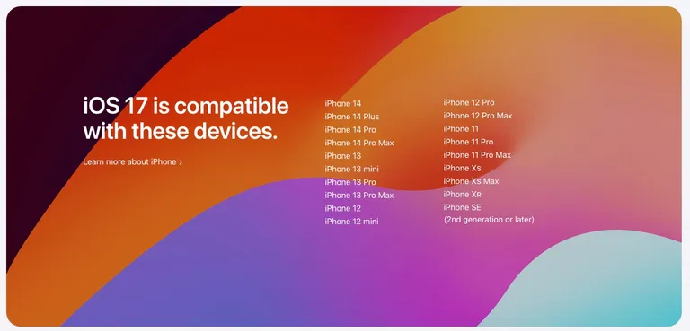 Danh sách những dòng iPhone được cập nhật lên phiên bản iOS 17.