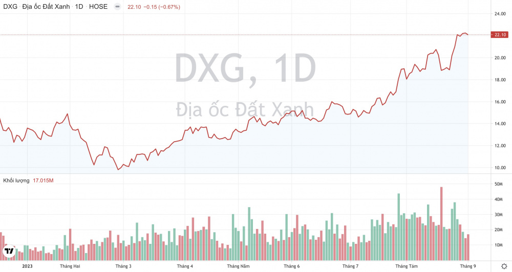 giá cổ phiếu DXG Tập đoàn Đất Xanh