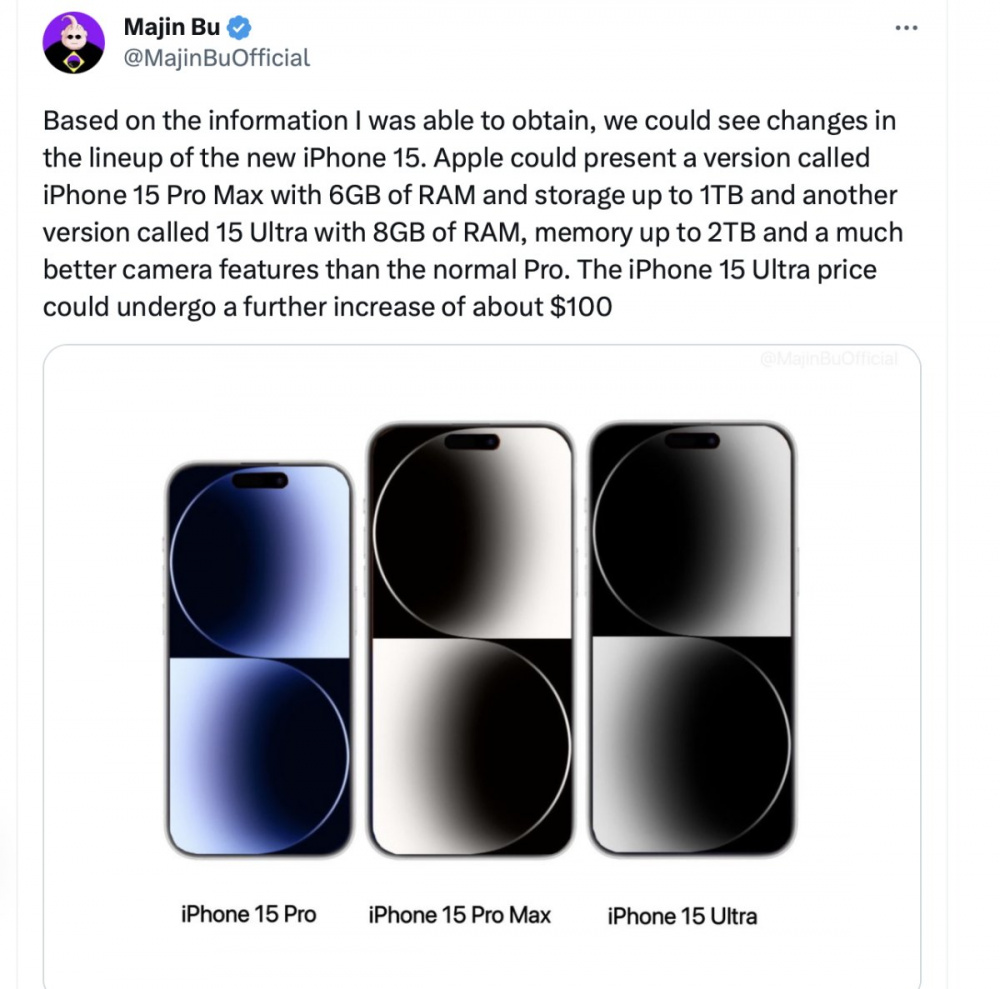 Tiết lộ mới nhất của Majin Bu về iPhone 15. Ảnh: 