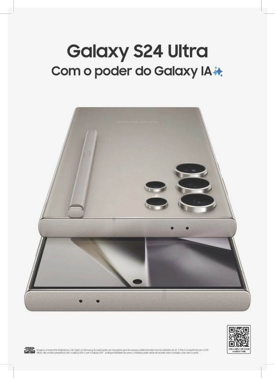 Galaxy S24 Ultra mà Samsung sắp ra mắt vừa xuất hiện trên một poster quảng cáo tại một số cửa hàng bán lẻ ở Brazil.