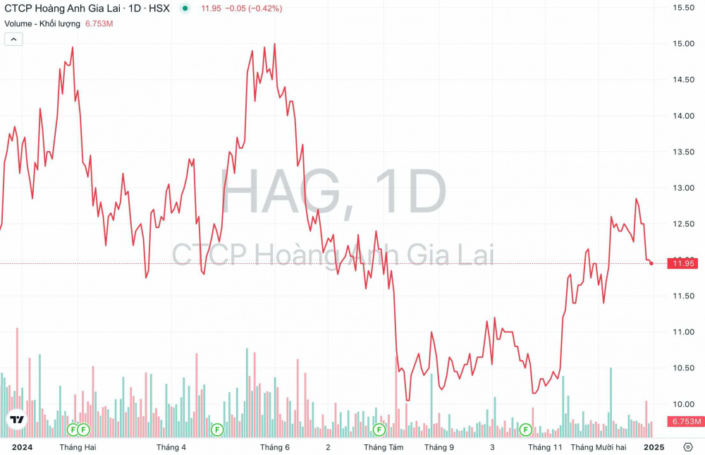 Giá cổ phiếu HAG Hoàng Anh Gia Lai