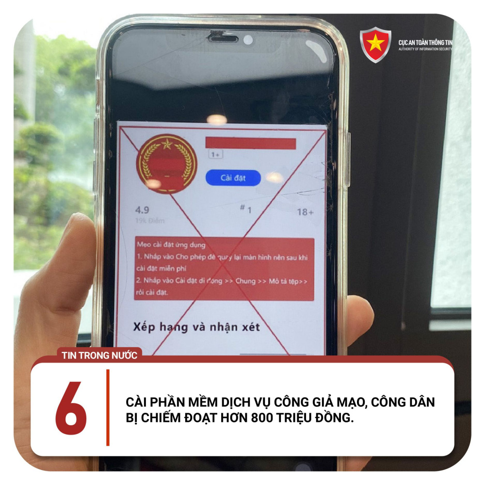 nhiều người dân bị lừa cài đặt phần mềm Dịch vụ công “giả mạo” để các đối tượng chiếm quyền điều khiển điện thoại nhằm chiếm đoạt tài sản.