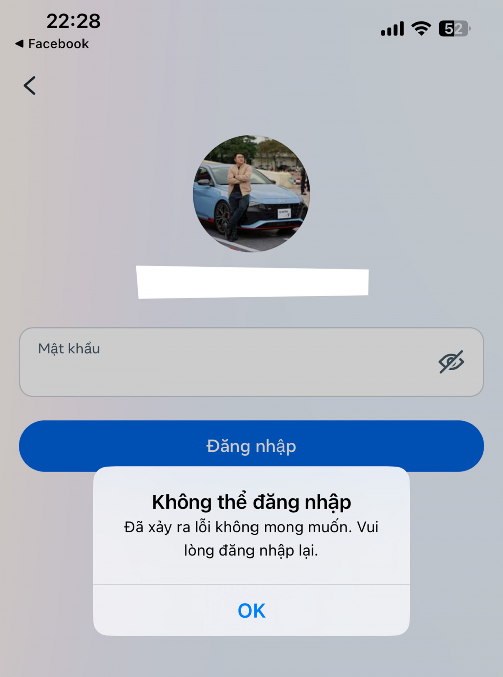 Facebook gặp lỗi 1
