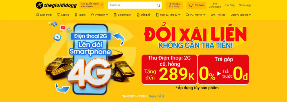 Thế giới di động đổi điện thoại 2G