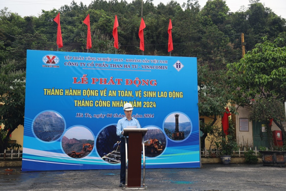 Chủ tịch Công đoàn Than Hà Tu phát biểu tại sự kiện