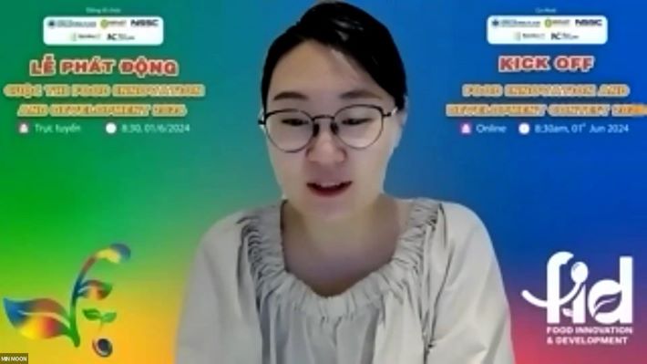 bà Moon Min – đại diện Next Challenge Foundation tại Việt Nam chia sẻ thông điệp tại lễ Công bố FID 2024