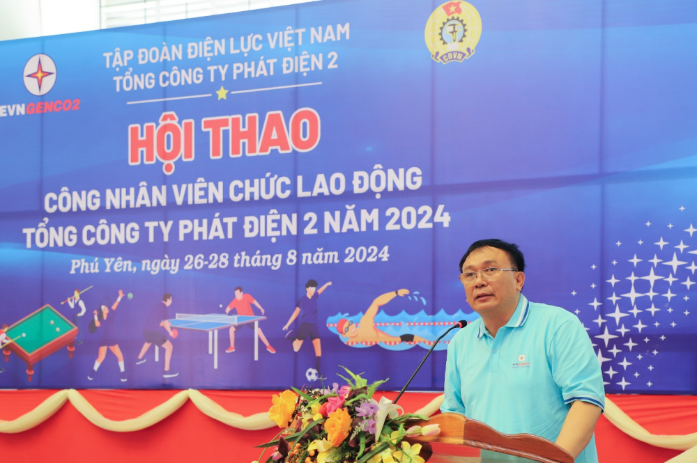 Lãnh đạo phát biểu khai mạc Hội thao CNVCLĐ Phát điện 2
