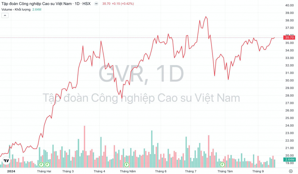 Giá cổ phiếu GVR Cao su Việt Nam