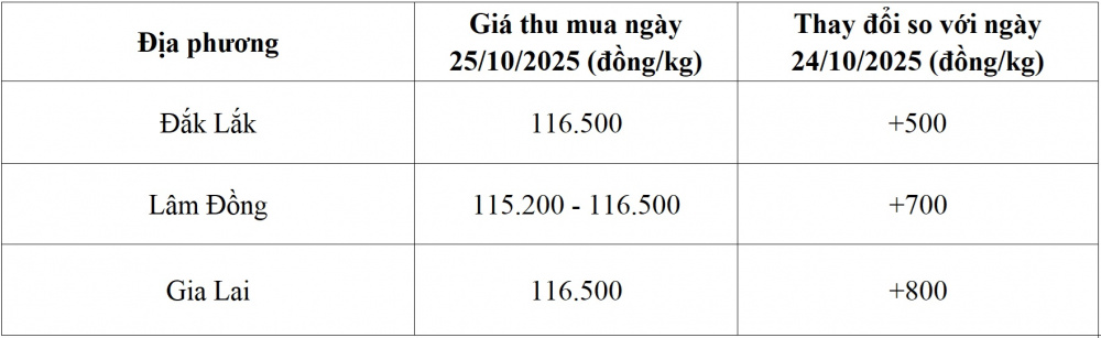 giá cà phê hôm nay