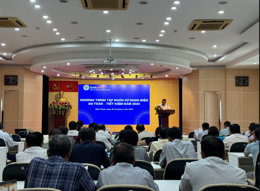 Công ty Điện lực Ninh Thuận (PCNT) phối hợp với Hội Điện lực miền Nam (SEE) tổ chức chương trình tập huấn sử dụng điện an toàn, tiết kiệm năm 2024 cho các tổ chức cá nhân trên địa bàn.