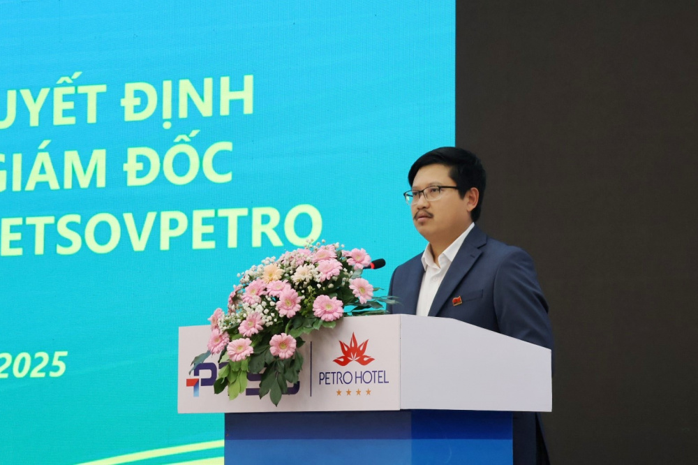 Ông Nguyễn Thái Sơn, Tân Phó Tổng giám đốc Vietsovpetro phát biểu tại sự kiện