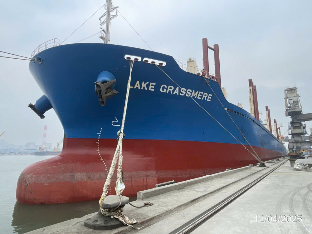   Tàu LAKE GRASSMERE cập cảng Long Sơn Bãi Ngọc ngày 12/4/2025 làm hàng xuất xi măng đi Canada