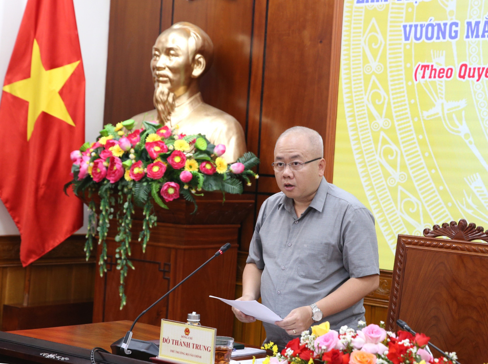 Thứ trưởng Bộ Tài chính Đỗ Thành Trung báo cáo - Ảnh: VGP