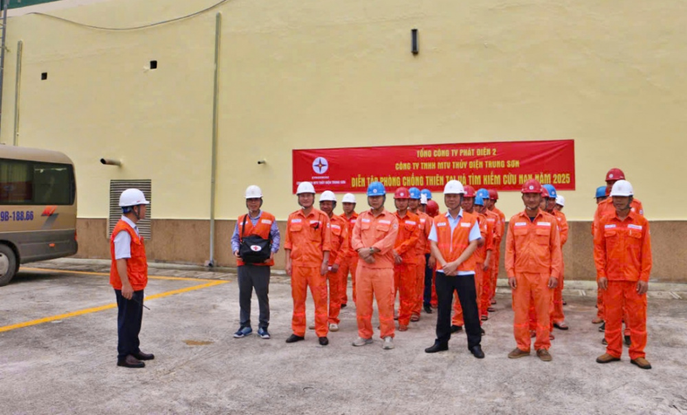 CBCNV Công ty TNHH MTV Thủy điện Trung Sơn tham gia diễn tập PCTT & TKCN năm 2025