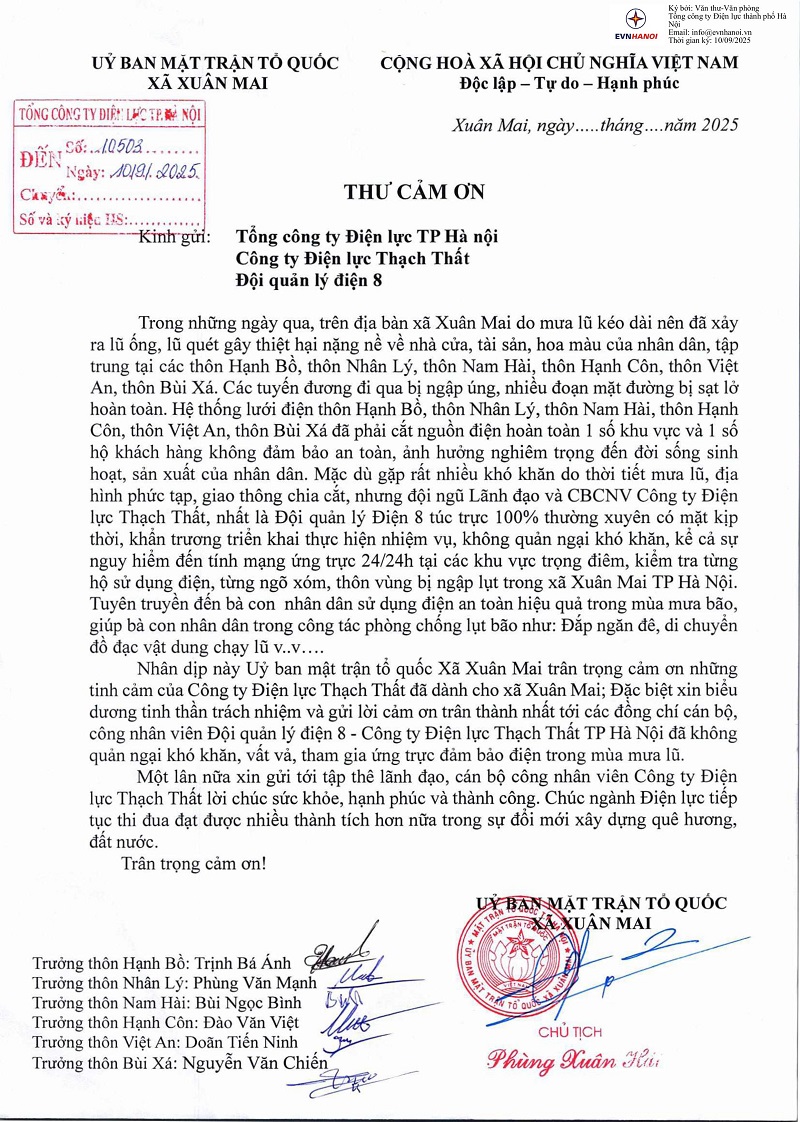 thư cảm ơn