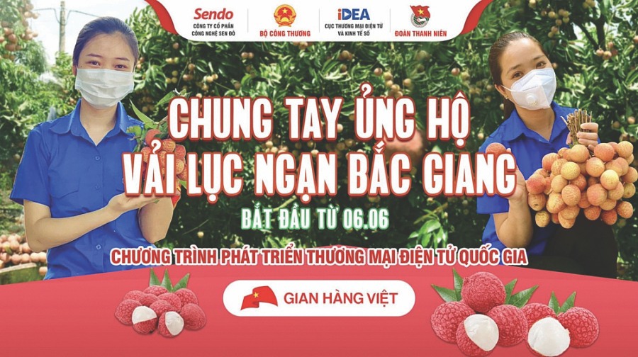 Năm 2021, lần đầu tiên vải thiều Bắc Giang được tổ chức phân phối đồng loạt trên cả 6 sàn thương mại điện tử - Ảnh: Cục Thương mại điện tử và Cwin.com giải trí hiện đại số, Cwin63 sân chơi đỉnh cao