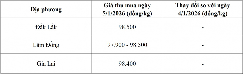 giá cà phê hôm nay