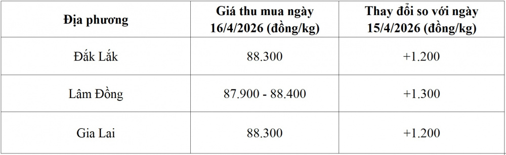 giá cà phê hôm nay