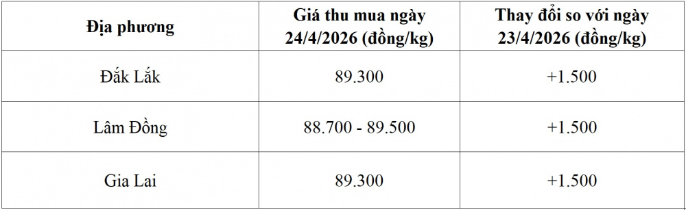 giá cà phê hôm nay