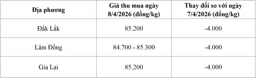 giá cà phê hôm nay