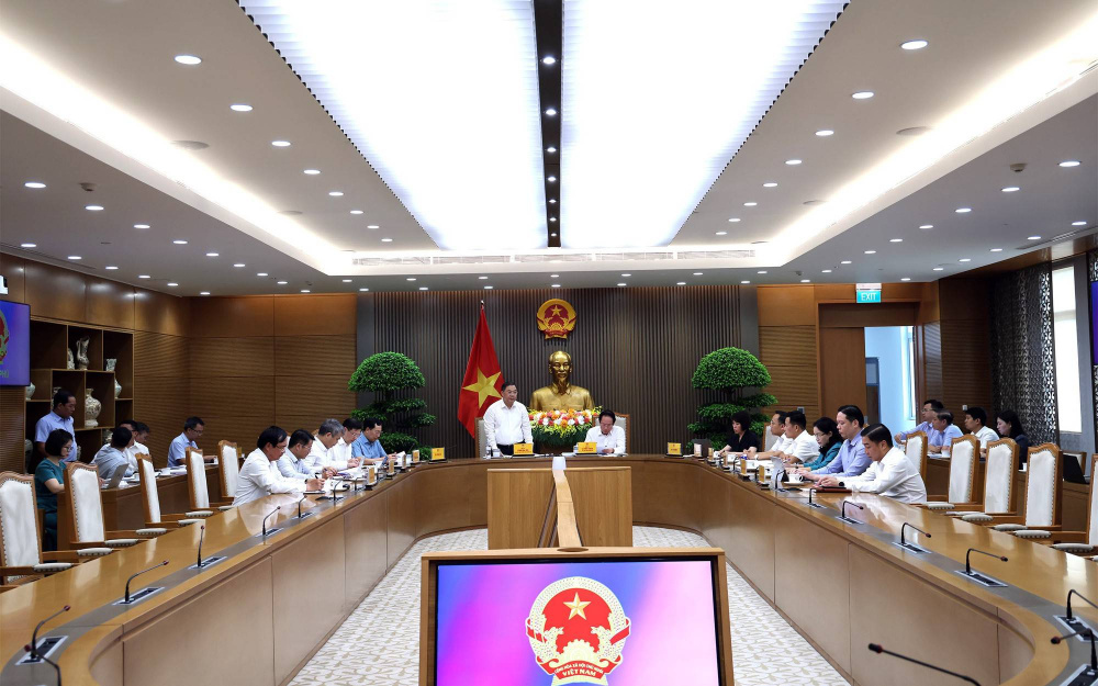Phó Thủ tướng Thường trực Cwin com đăng nhập Phạm Gia Túc và Phó Thủ tướng Lê Tiến Châu chủ trì cuộc làm việc với Cwin63 sân chơi đỉnh cao cùng một số bộ, ngành - Ảnh: VGP