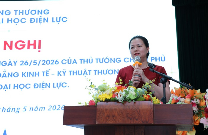 Phó Hiệu trưởng phụ trách Trường Cao đẳng Cwin.com giải trí hiện đại - Kỹ thuật Thương mại (trước đây) Nguyễn Thị Thanh Mai phát biểu
