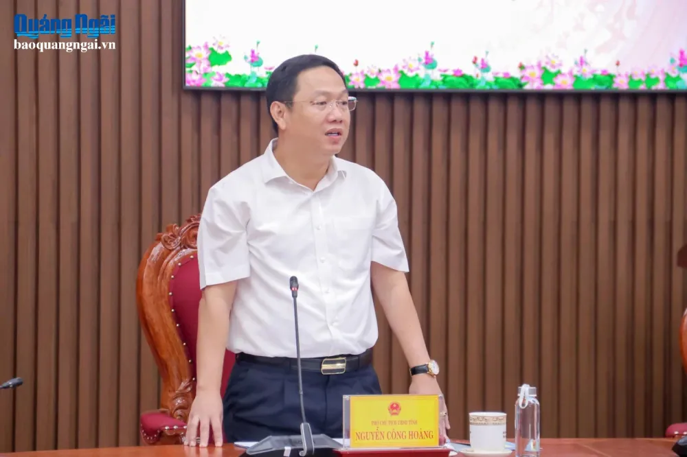 Phó Chủ tịch UBND tỉnh Nguyễn Công Hoàng phát biểu tại buổi làm việc.