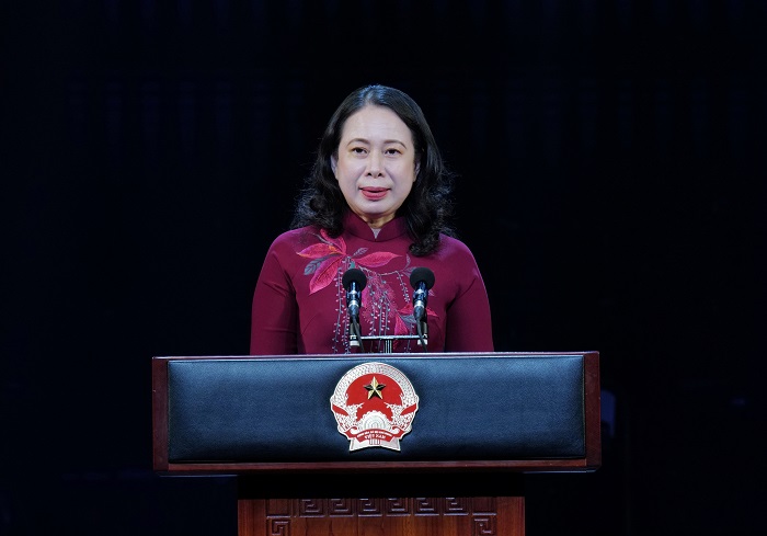Phó Chủ tịch nước Võ Thị Ánh Xuân phát biểu chúc mừng Vinamilk tại sự kiện (Ảnh: Minh Anh).
