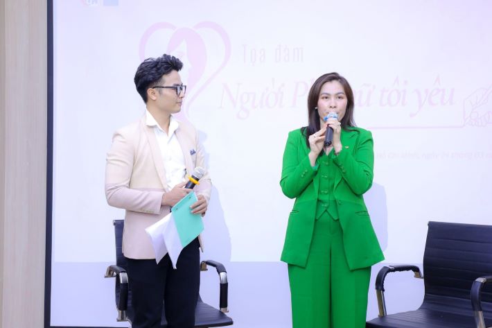 Chị Trần Thị Thanh Thuyền - Phó Giám đốc ngân hàng Nam Á (chi nhánh Tân Định) chia sẻ về chủ đề “Xây dựng hình tượng người phụ nữ hiện đại".