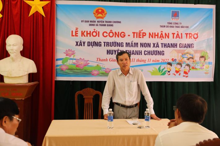 Ông Hoàng Ngọc Trung - Phó Tổng Giám đốc PVEP phát biểu tại buổi lễ