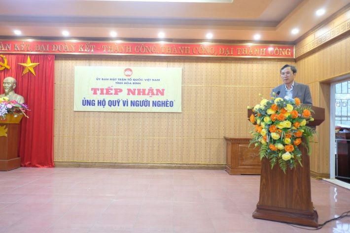 Phó Tổng Giám đốc PVEP Hoàng Ngọc Trung phát biểu tại Lễ trao tài trợ