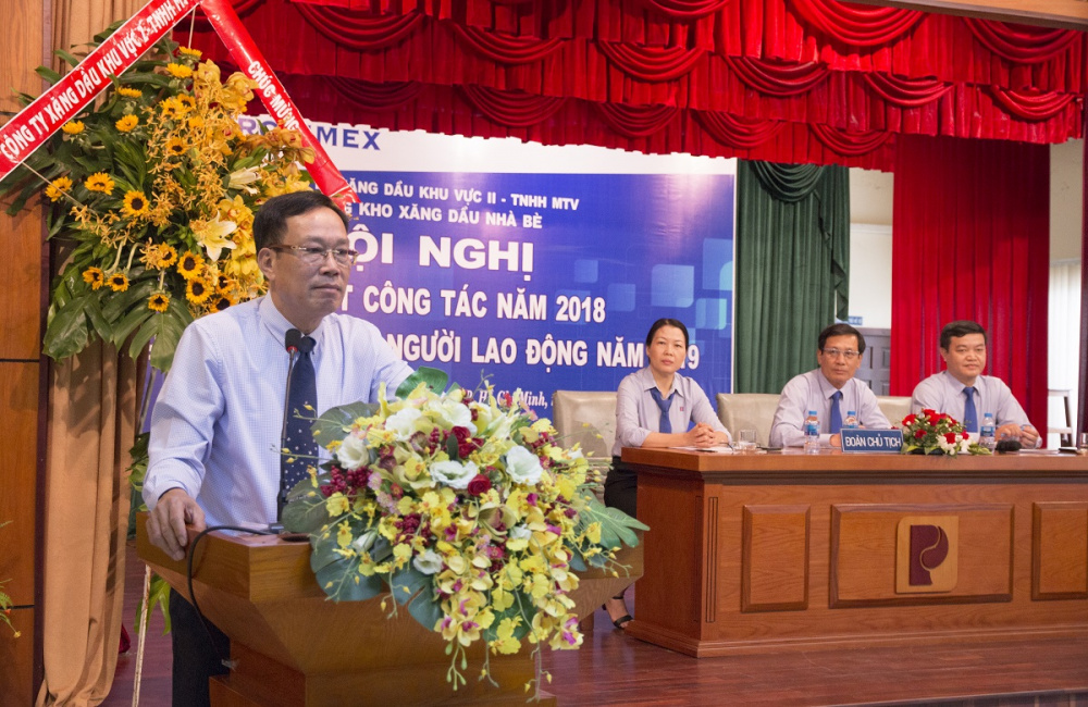 Chủ tịch Petrolimex Sài Gòn Nguyễn Văn Cảnh phát biểu chỉ đạo hội nghị