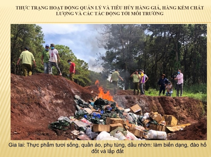 hình ảnh về tiêu hủy hàng giả, hàng kém chất lượng