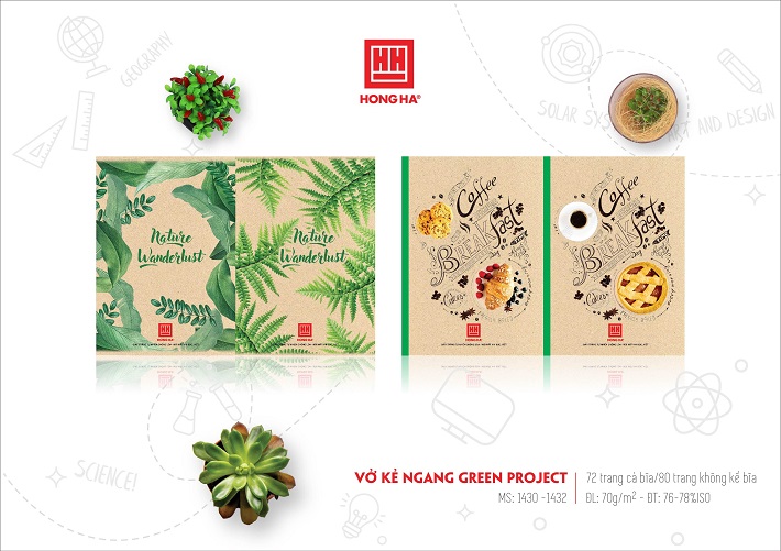 Vở kẻ ngang Green Project Hồng Hà